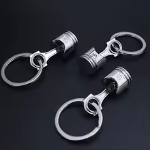 piston-03 Автомобільний міні-брелок «Поршень двигуна» металевий, сріблястий