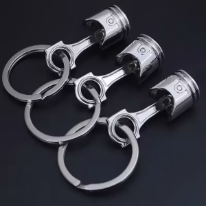 piston-06 Автомобільний міні-брелок «Поршень двигуна» металевий, сріблястий