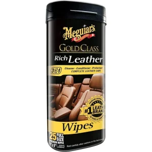 3d0cb995c4fcb7debe0e1bc5702c6190-1000x1000 Серветки Meguiar's для догляду за шкіряним салоном Gold Class Rich Leather Wipes 18х23 см. 25 шт